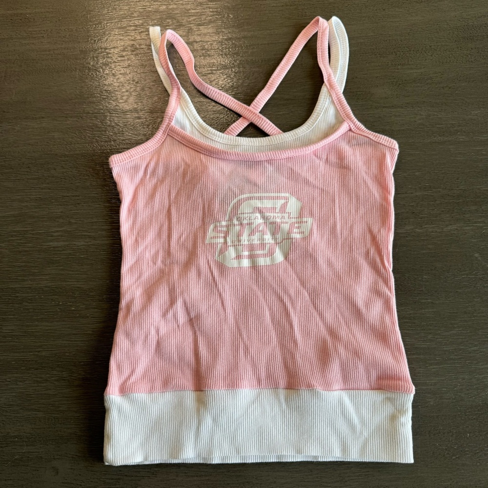 NWT OSU Pink White Ribbed Tank Top Small S